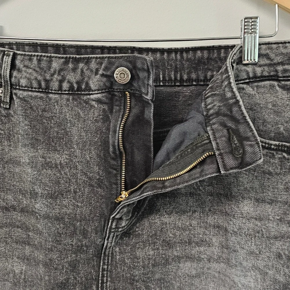 Old‎ Navy Denim Skirt 18 Black Acid Wash Mini Raw Hem Stretch Grunge Indie Y2K